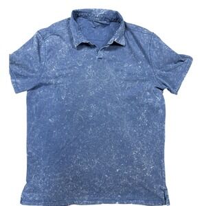 John Varvatos Acid Wash Polo Shirt Mens Large Blue Grunge Designer